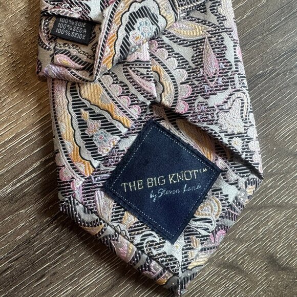 The Big Knot by Steven Land 100% Silk Multicolor Paisley Floral Men's Necktie - Picture 2 of 6
